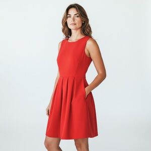 Lulus Women's Red Sleeveless Dress with Pleated Bottom